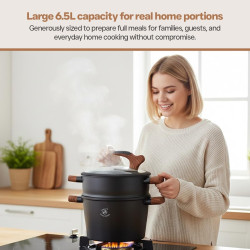 Cacerola Royal Swiss de 24 cm - Olla para cuscús de 6,5 L • Apta para inducción y todo tipo de cocinas  color negro