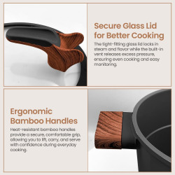 Cacerola Royal Swiss de 24 cm - Olla para cuscús de 6,5 L • Apta para inducción y todo tipo de cocinas  color negro