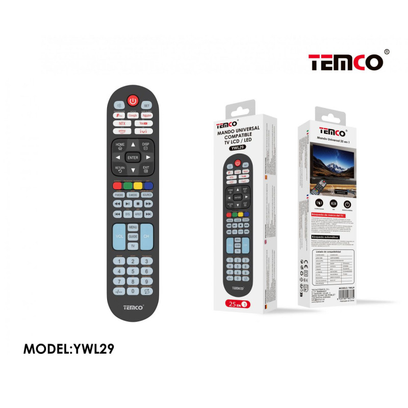 Mando universal para TV- 25IN1 TEMCO