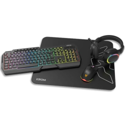 Pack Gaming Krom Kenta/ Teclado RGB + Ratón + Alfombrilla + Auriculares