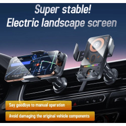 Soporte para Teléfono de Coche con Cargador Inalámbrico de Carga Rápida de 15w, Soporte Magnético Inteligente F18