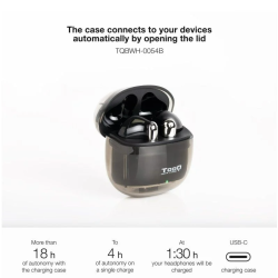 Auriculares Bluetooth TooQ Onyx TQBWH-0054B con estuche de   carga/ Autonomía 4h/ Negros