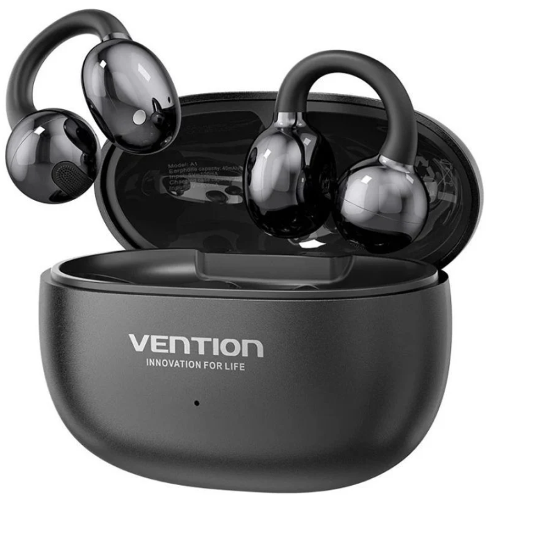 Auriculares Bluetooth Vention Echo Clip A11 Pro con estuche de carga/ Autonomía 6h/ Negro