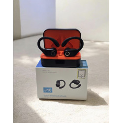 Auriculares Gaming J10 con Gancho para la Oreja y Cancelación de Ruido TWS color naranja y negros