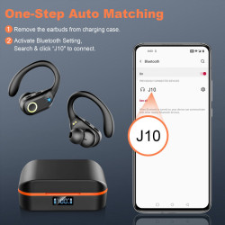 Auriculares Gaming J10 con Gancho para la Oreja y Cancelación de Ruido TWS color naranja y negros