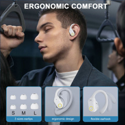 Auriculares Gaming J10 con Gancho para la Oreja y Cancelación de Ruido TWS color naranja y negros