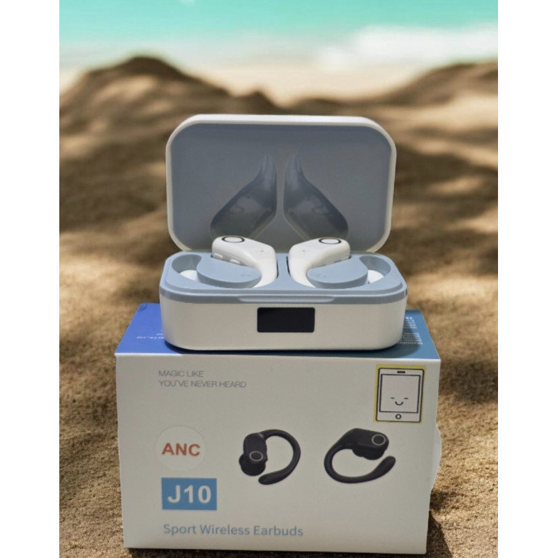 Auriculares Gaming J10 con Gancho para la Oreja y Cancelación de Ruido TWS color blanco