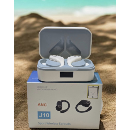 Auriculares Gaming J10 con Gancho para la Oreja y Cancelación de Ruido TWS color blanco