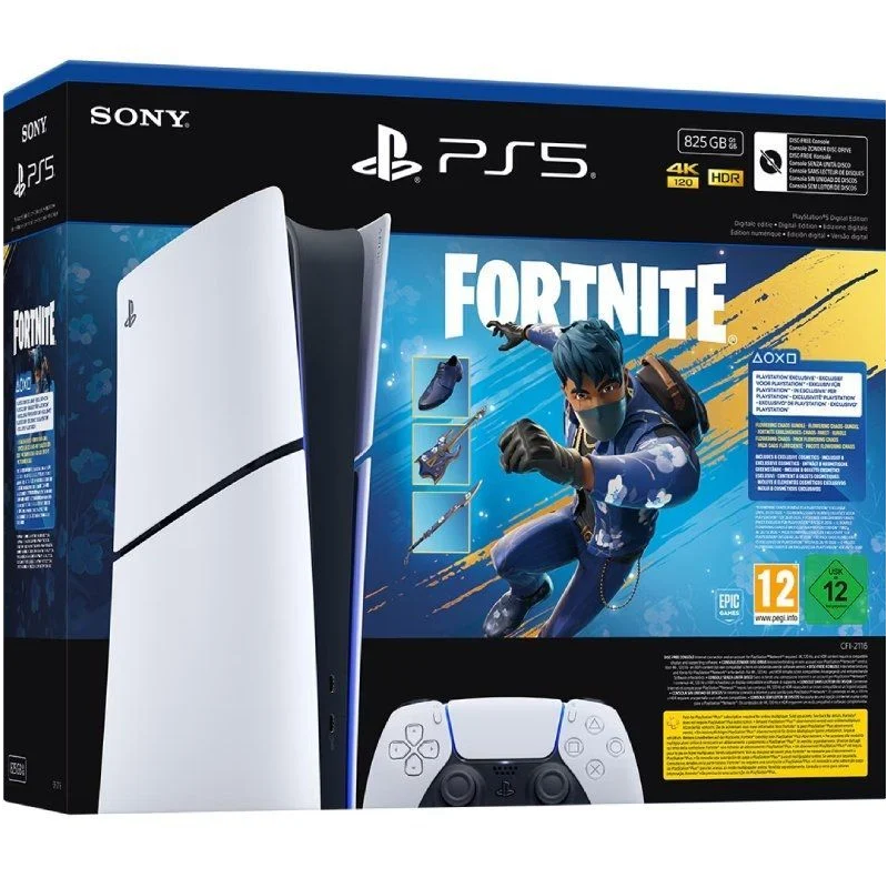 Consola Sony Playstation 5 - PS5 Slim Digital 825GB/ Incluye Mando Dual Sense y Bundle Fortnite Flowering Chaos/ Chassis E