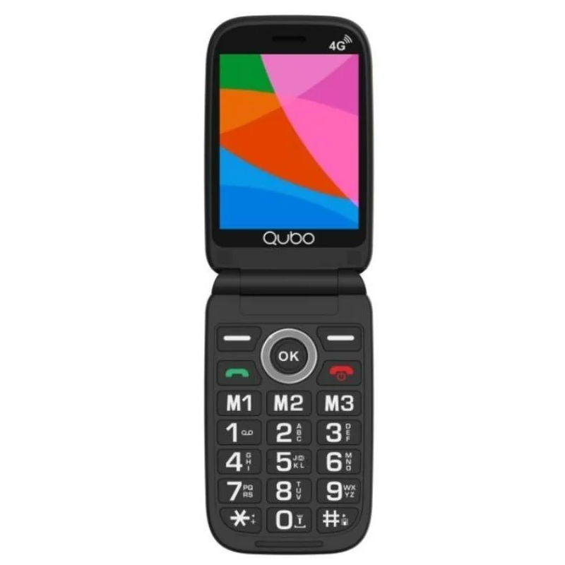 Teléfono Móvil Qubo X-340 4G para Personas Mayores/ Negro