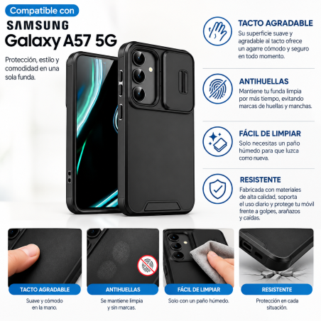 Funda Anticaídas para Teléfono con Ventana Deslizante, Agradable al Tacto, para Samsung Galaxy A57 5G