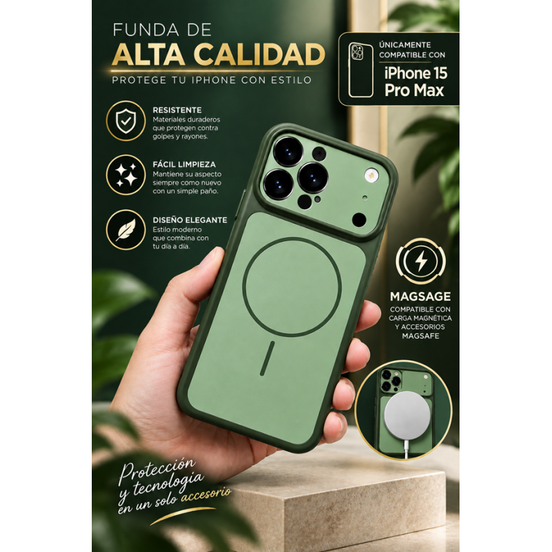 Funda para iPhone 15 Pro Max color verde naturaleza