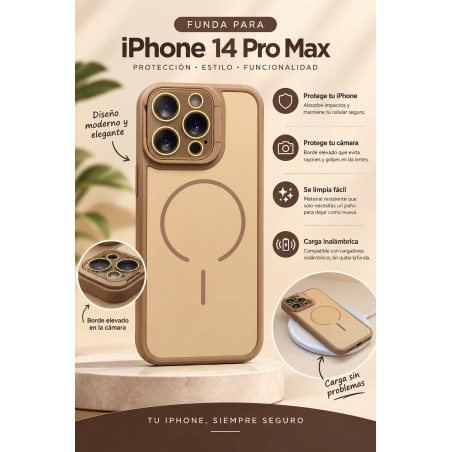 Funda compatible con iPhone 14 Pro Max elegante beige