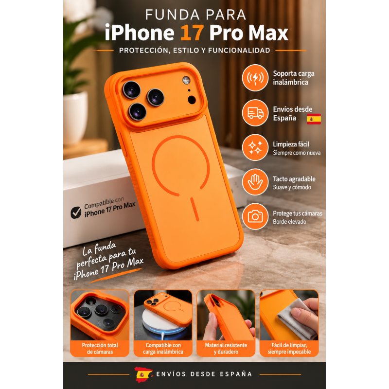 Funda compatible con iPhone 17 Pro Max naranja Power