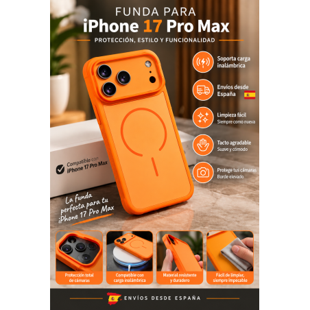 Funda compatible con iPhone 17 Pro Max naranja Power