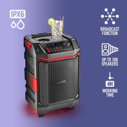 ALTAVOZ PREMIUM PORTÁTIL DE 300W COMPATIBLE CON TEC. BLUETOOTH/ USB/AUX. BATERÍA RECARGABLE. IPX6.