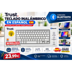 Teclado Compacto Inalámbrico Trust 24654/ Plata