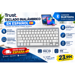 Teclado Compacto Inalámbrico Trust 24654/ Plata