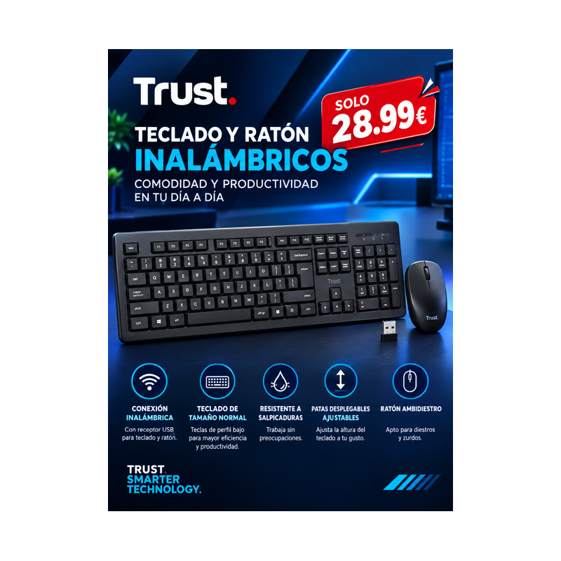 Teclado y Ratón Inalámbricos Trust Primo Wireless Deskset
