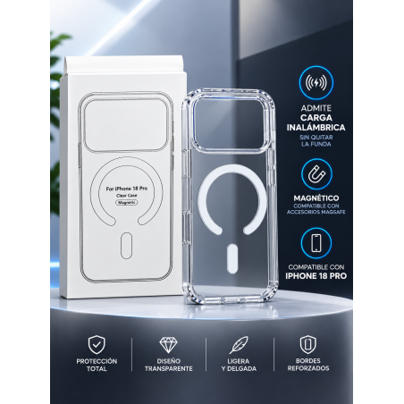 Funda transparente para IPhone 18 Pro con carga inalámbrica
